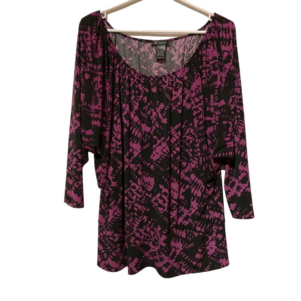 I.N.C International Concepts Size Large‎ Black / Purple Top Blouse